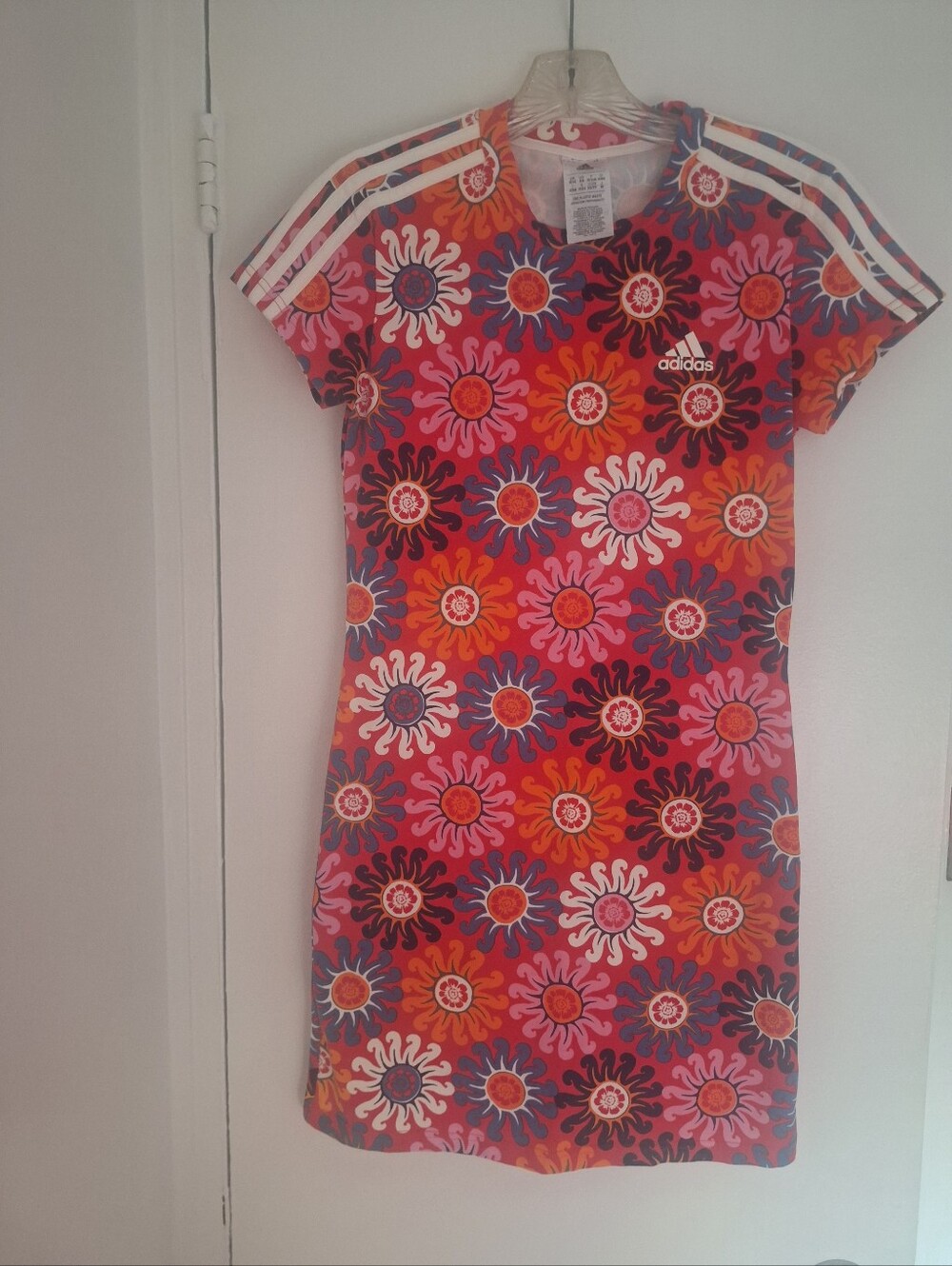 Adidas Floral Multi-Color Short Sleeve Sport Dress, XS